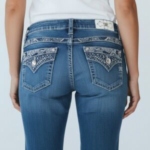 Miss Me Jeans Womens 26 Blue Mid Rise Easy Boot Western Cowgirl Y2K Denim